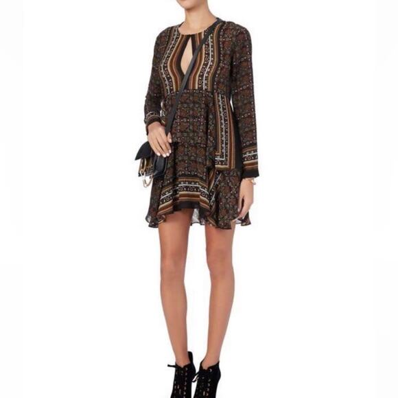 A.L.C. Vicki Scarf Paisley Print Silk Dress Handkerchief Hem 4 - Picture 2 of 9